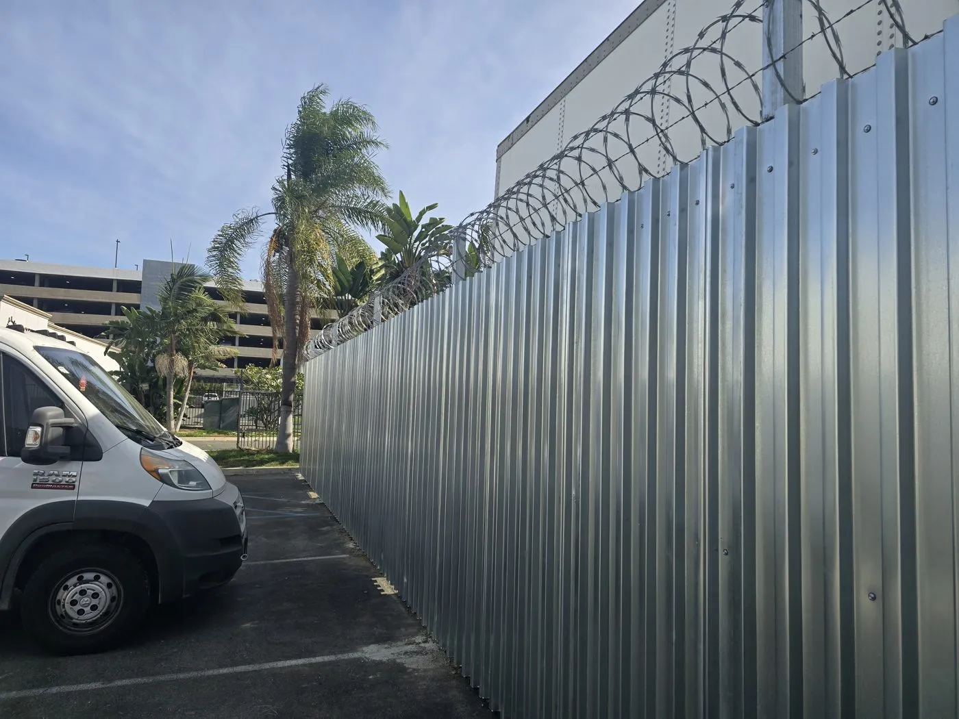 Tall steel privacy fence
